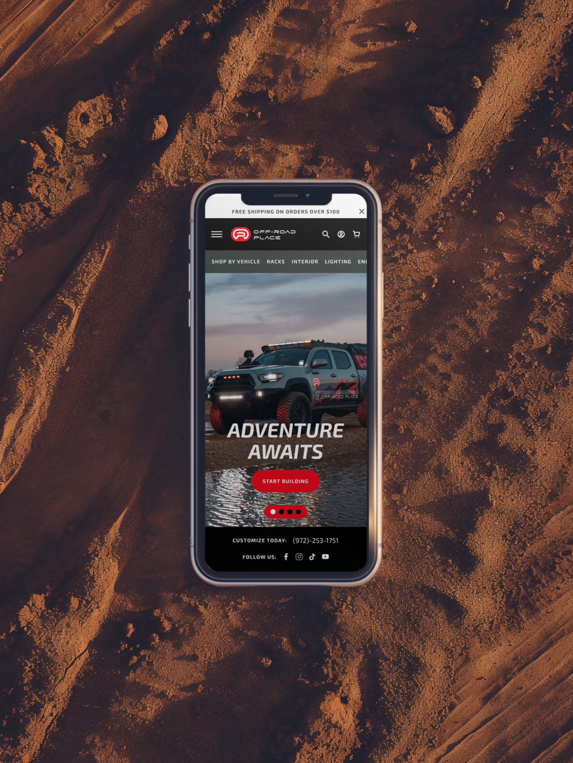 Mobile Homepage on Dirt Track